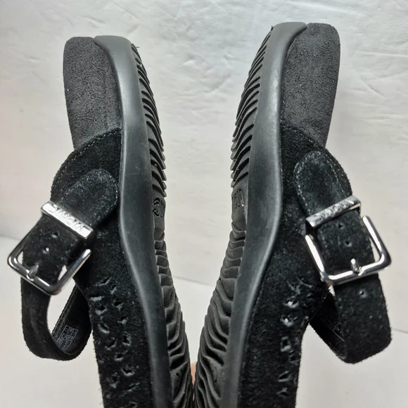 Vionic Lidia Suede Mary Jane Clog Mules Black Woman's 8 Ortho Comfort Boho Chic - Picture 10 of 13